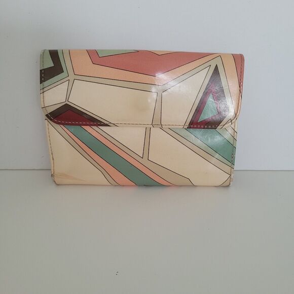Emilio Pucci Geometric Leather Wallet Abstract Designer Italian Multicolor Mediu - Picture 1 of 12